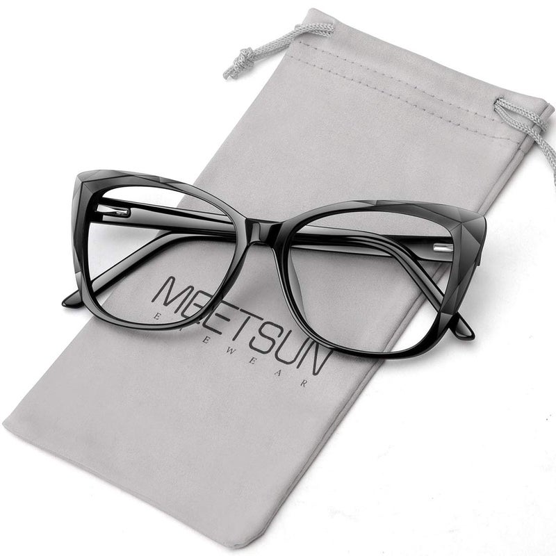MEETSUN Blue Light Blocking Glasses for Women Anti Eyestrain Filter Blue Ray Computer Game GlasseUVReduce Glare Lens Black Frame